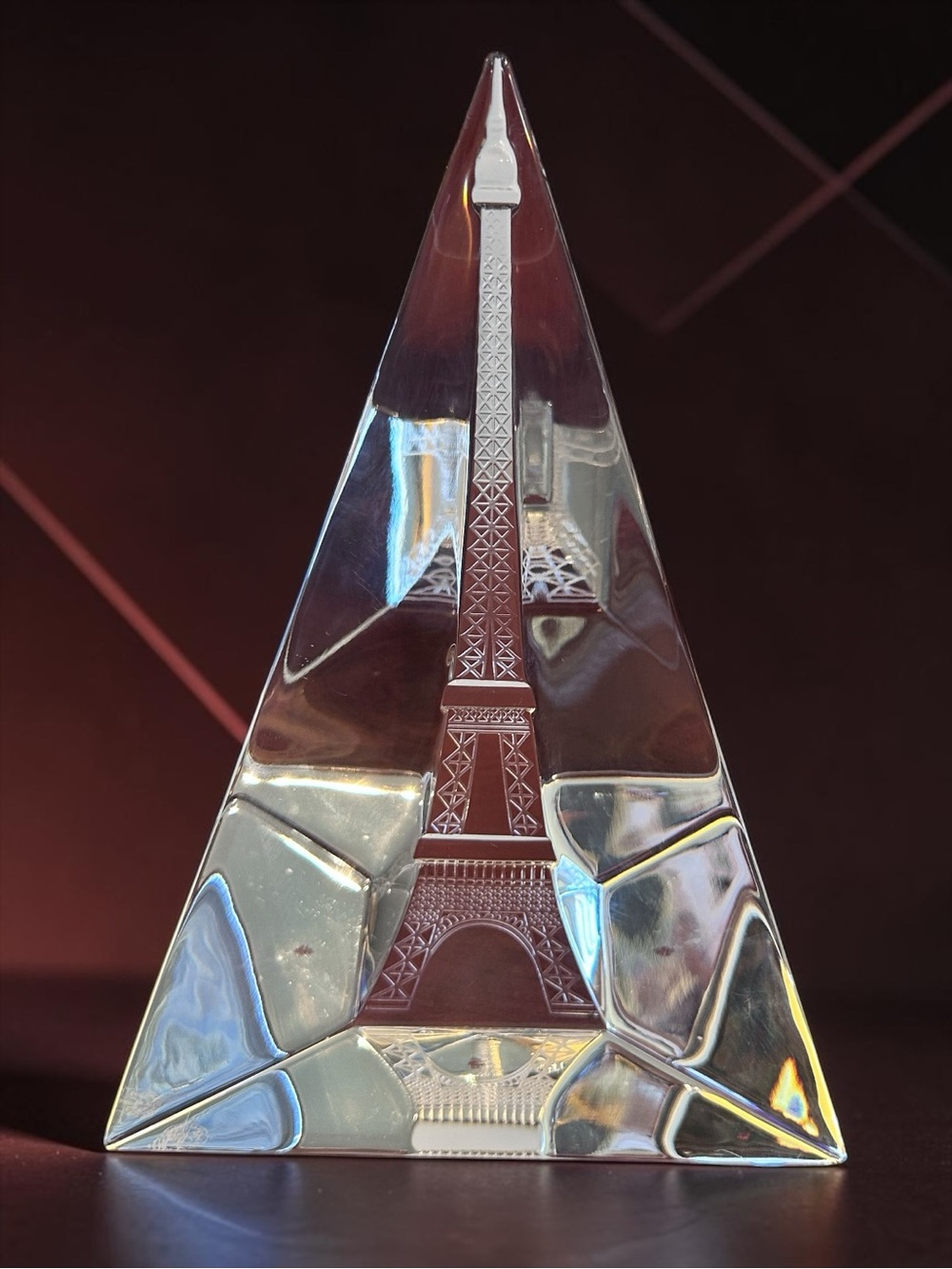 Baccarat Vintage France Eiffel Tower Obelisk Cut Crystal Sculpture (VGUC)
